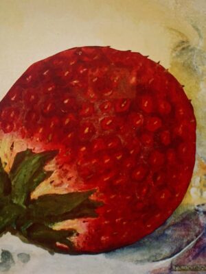 JORDGUBBSKYSS akryl+akvarell